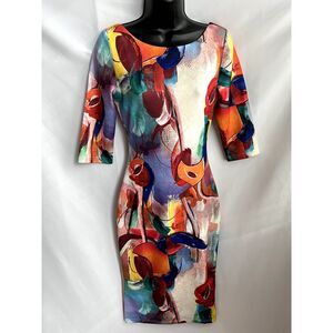 Catwalk Studio Abstract Artsy Dress Multicolor Bodycon M Quirky Wearable Art